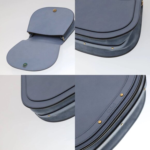 Chloe Nile Hand Bag Leather 2way Light Blue Gold Auth 111358V - Picture 16 of 16